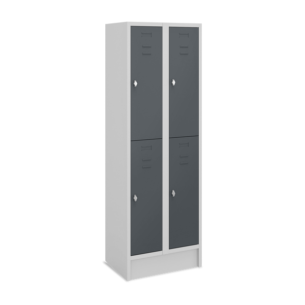 Fächerschrank (2 Abteile je 2 Fächer) 300 mm Abteilbreite – Korpus Lichtgrau