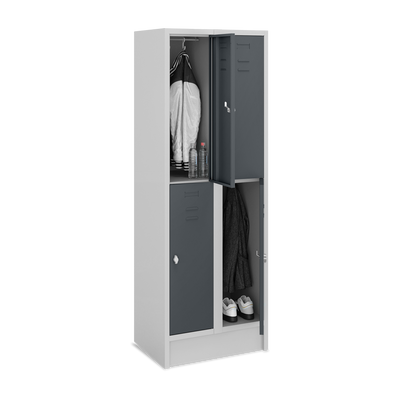 Fächerschrank (2 Abteile je 2 Fächer) 300 mm Abteilbreite – Korpus Lichtgrau