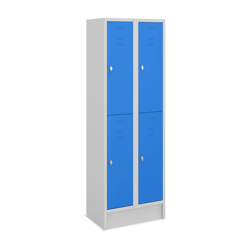 Fächerschrank (2 Abteile je 2 Fächer) 300 mm Abteilbreite – Korpus Lichtgrau