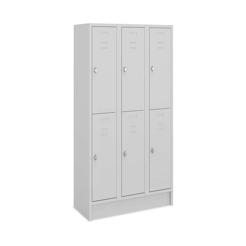 Fächerschrank (3 Abteile je 2 Fächer) 300 mm Abteilbreite – Korpus Lichtgrau