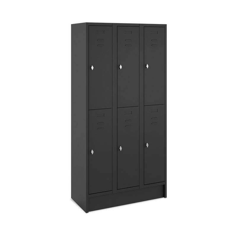 Fächerschrank (3 Abteile je 2 Fächer) 300 mm Abteilbreite | Dark-Line