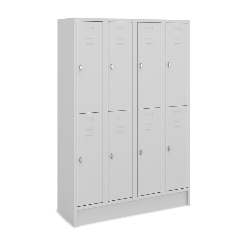 Fächerschrank (4 Abteile je 2 Fächer) 300 mm Abteilbreite – Korpus Lichtgrau