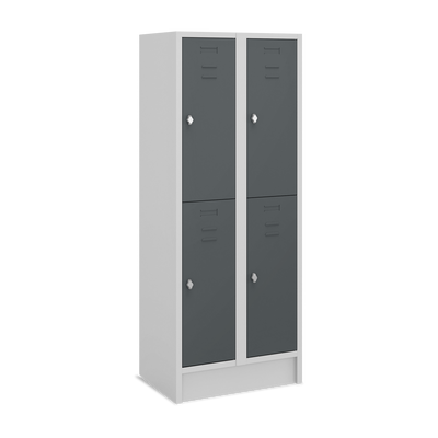 Fächerschrank (2 Abteile je 2 Fächer) 350 mm Abteilbreite – Korpus Lichtgrau