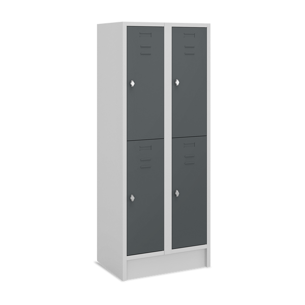 Fächerschrank (2 Abteile je 2 Fächer) 350 mm Abteilbreite – Korpus Lichtgrau