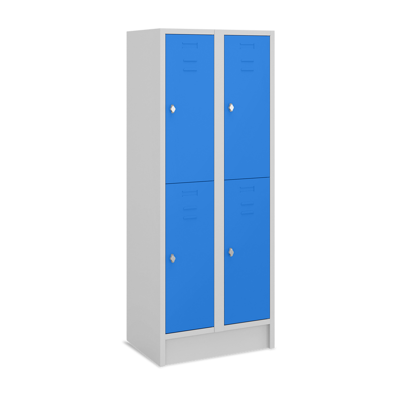 Fächerschrank (2 Abteile je 2 Fächer) 350 mm Abteilbreite – Korpus Lichtgrau