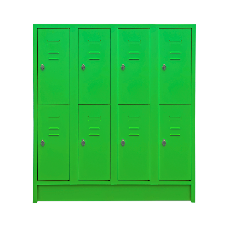 Schul-Fächerspinde (4-Abteile je 2-Fächer) 1600 mm höhe – Bunte Farben