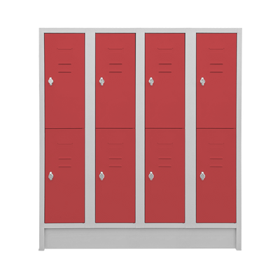 Schulspinde (4-Abteile je 2-Fächer) 1600 mm höhe – Korpus Lichtgrau