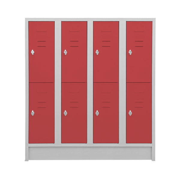 Schulspinde (4-Abteile je 2-Fächer) 1600 mm höhe – Korpus Lichtgrau