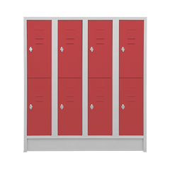Schulspinde (4-Abteile je 2-Fächer) 1600 mm höhe – Korpus Lichtgrau