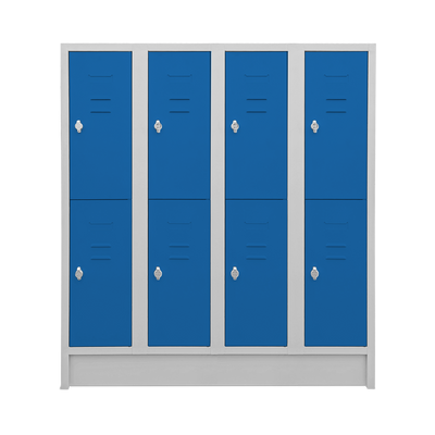 Schulspinde (4-Abteile je 2-Fächer) 1600 mm höhe – Korpus Lichtgrau