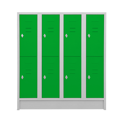 Schulspinde (4-Abteile je 2-Fächer) 1600 mm höhe – Korpus Lichtgrau