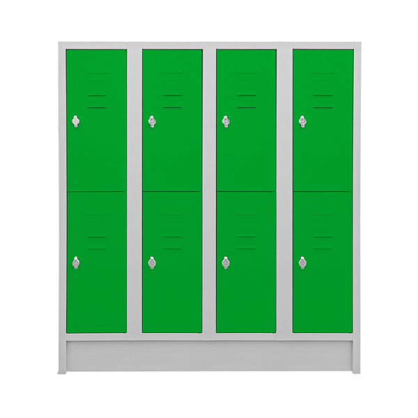 Schulspinde (4-Abteile je 2-Fächer) 1600 mm höhe – Korpus Lichtgrau