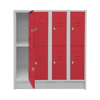 Schulspinde (4-Abteile je 2-Fächer) 1600 mm höhe – Korpus Lichtgrau