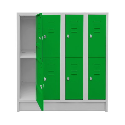 Schulspinde (4-Abteile je 2-Fächer) 1600 mm höhe – Korpus Lichtgrau