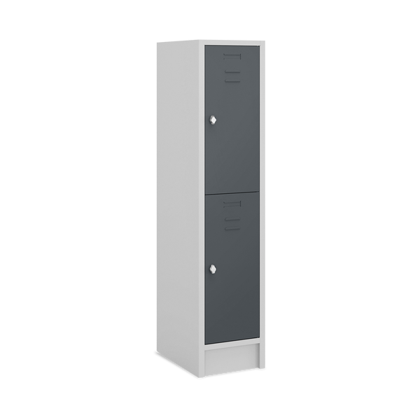 Fächerschrank (1 Abteil je 2 Fächer) 400 mm Abteilbreite – Korpus Lichtgrau