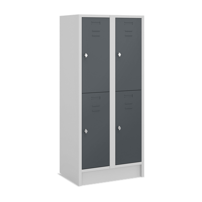 Fächerschrank (2 Abteile je 2 Fächer) 400 mm Abteilbreite – Korpus Lichtgrau
