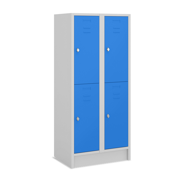 Fächerschrank (2 Abteile je 2 Fächer) 400 mm Abteilbreite – Korpus Lichtgrau