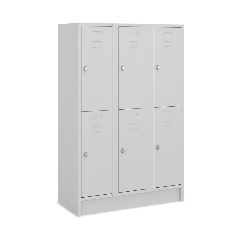 Fächerschrank (3 Abteile je 2 Fächer) 400 mm Abteilbreite – Korpus Lichtgrau