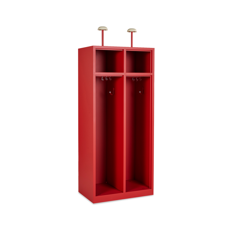 Feuerwehrschrank 2-Abteile Feuerrot – optional mit Zubehör