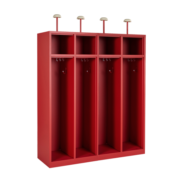 Feuerwehrschrank 4-Abteile Feuerrot – optional mit Zubehör