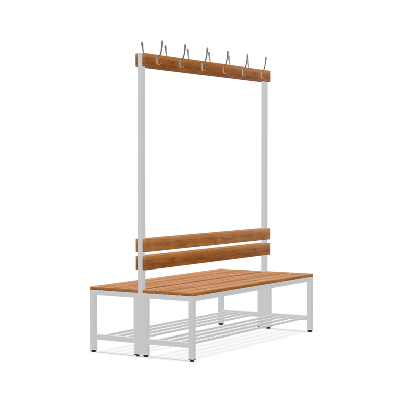 Garderobenbank doppelseitig – 1500 mm lang – aus Holz/Stahl