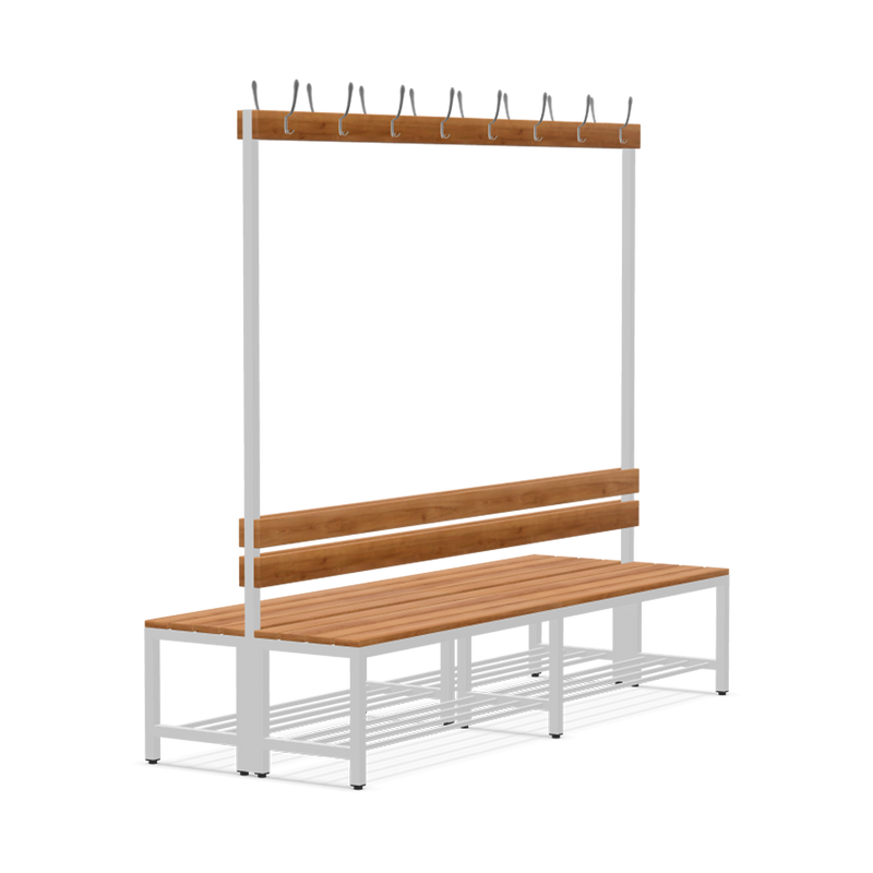 Garderobenbank doppelseitig – 2000 mm lang – aus Holz/Stahl