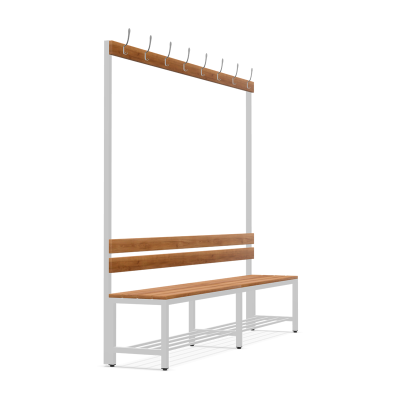 Garderobenbank einseitig – 2000 mm lang – aus Holz/Stahl