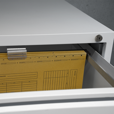 Stahl-Hängeregisterschrank (4 Schübe) – Doppelbahnig in Lichtgrau