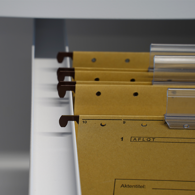 Stahl-Hängeregisterschrank (4 Schübe) – Doppelbahnig in Lichtgrau