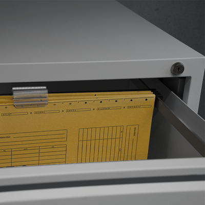 Stahl-Hängeregisterschrank (4 Schübe) – Einbahnig in Weißaluminium