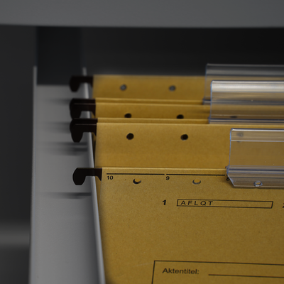 Stahl-Hängeregisterschrank (4 Schübe) – Einbahnig in Weißaluminium