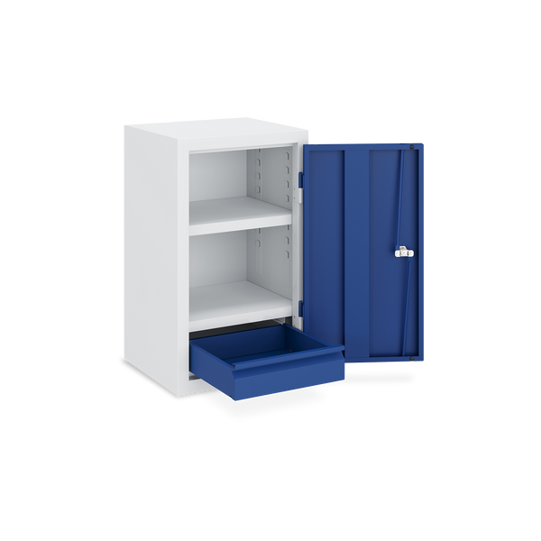 Werkstatt-Hängeschrank (350 mm) mit 1 Schublade & 2 Fachböden – Lichtgrau