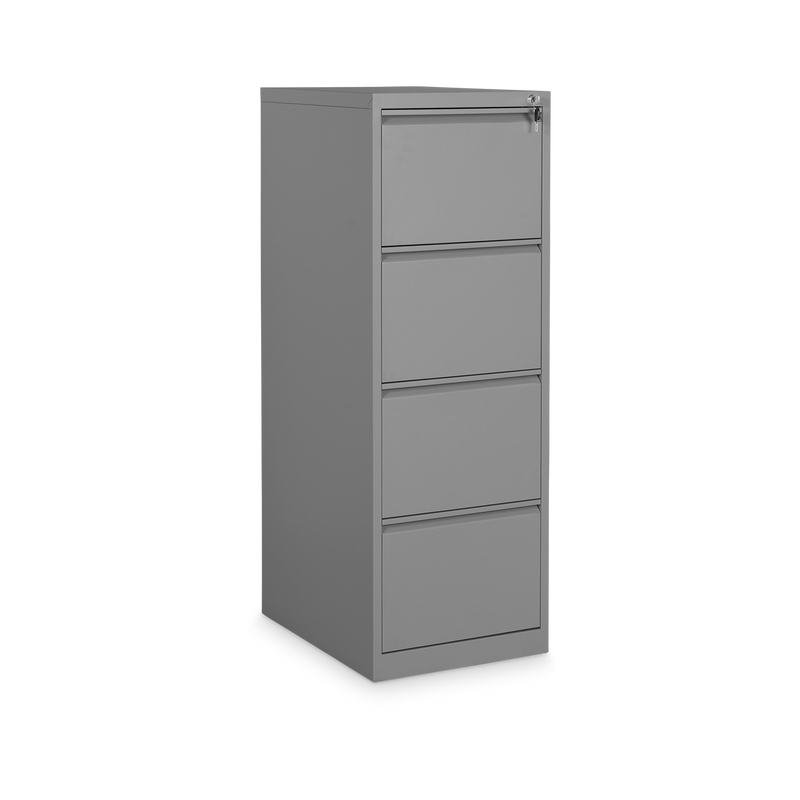 Stahl-Hängeregisterschrank (4 Schübe) – Einbahnig in Weißaluminium