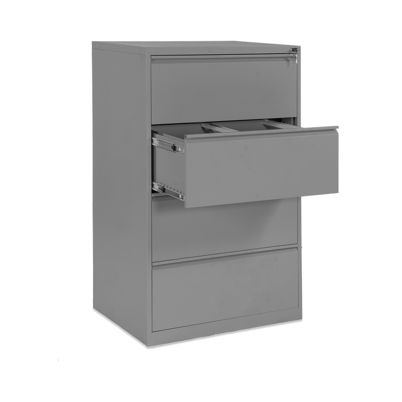 Stahl-Hängeregisterschrank (4 Schübe) – Doppelbahnig in Weißaluminium
