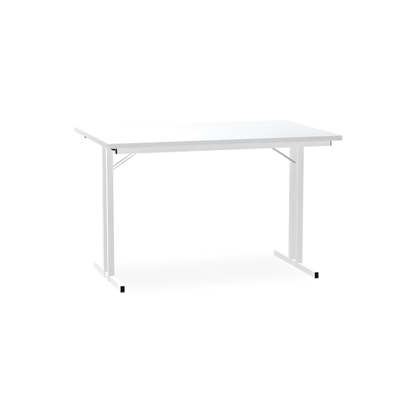 Klapptisch mit T-Fuß – Gestell in Signalweiß