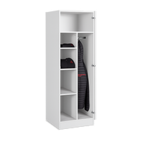 Kleider- & Wäscheschrank (1-Türe) | Komplett Holz (Weiß)