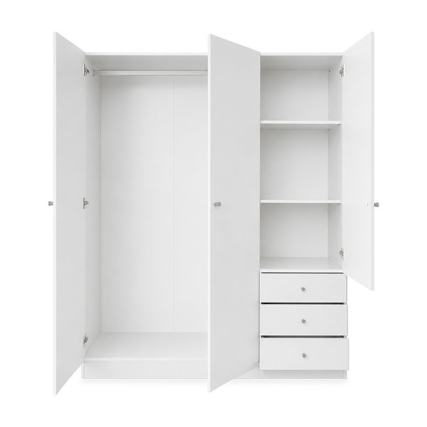 Holz-Kleider-Wäscheschrank – 1500 x 500 x 1770 mm – Weiß