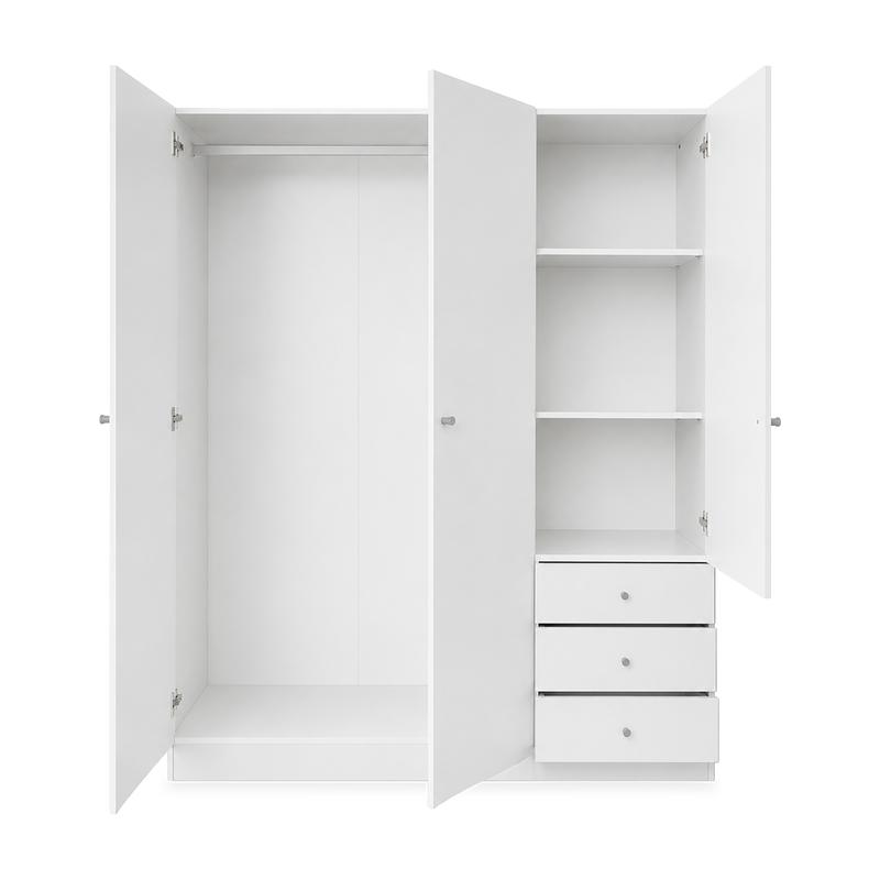 Holz-Kleider-Wäscheschrank – 1500 x 500 x 1770 mm – Weiß