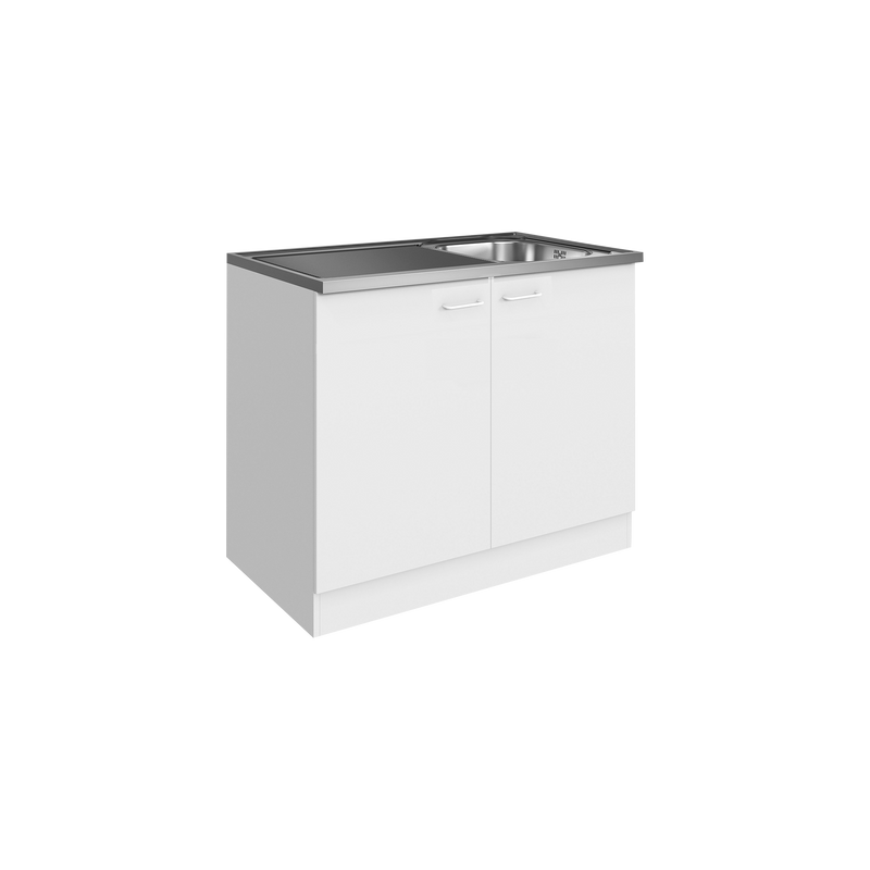 Küchen-Spülenschrank in Weiß mit 2 Drehtüren und Spüle