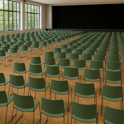 Schalenstuhl (Design) – Gepolsterte Kunststoffschale stapelbar