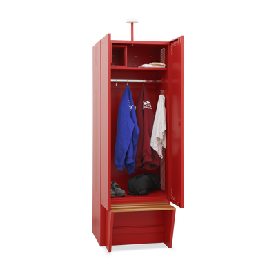 Metallspind mit Sitzbank und Klappbox