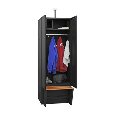 Metallspind mit Sitzbank und Klappbox