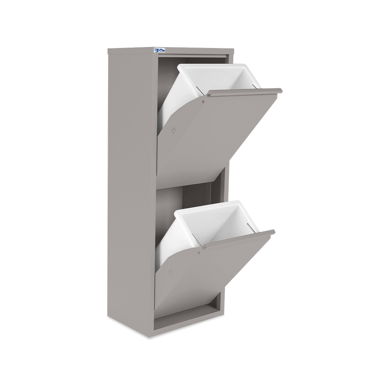 Mülltrenner aus Stahl mit 2/4 Eimern – Weißaluminium