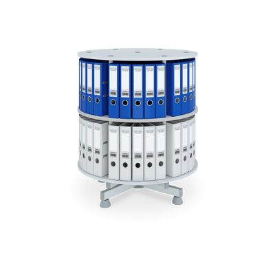 Ordnerdrehsäule (2-5 Ebenen) aus Holz in Grau