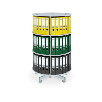 Ordnerdrehsäule (2-5 Ebenen) aus Holz in Grau