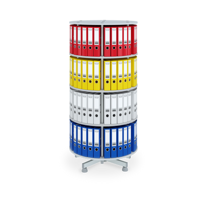 Ordnerdrehsäule (2-5 Ebenen) aus Holz in Grau