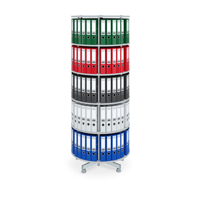 Ordnerdrehsäule (2-5 Ebenen) aus Holz in Grau