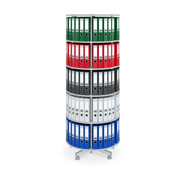 Ordnerdrehsäule (2-5 Ebenen) aus Holz in Grau