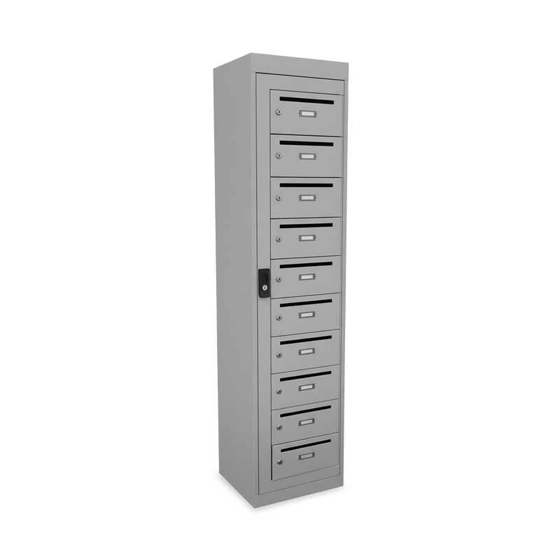 Stahl-Postverteilerschrank 10 Fächer mit Zentraltür