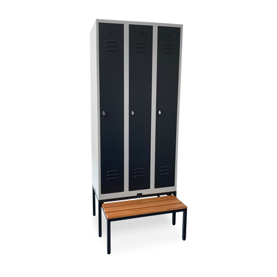 Premium-Spind mit ausziehbarer Sitzbank | 2, 3 oder 4 Abteile